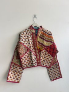 Indian Handmade Vintage Kantha Winter <b>Jacket</b>-Breathable Quilted Patchwork Boho <b>Hippie</b> Coat with Horn Buttons - Product Image 2