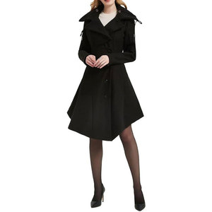 Abrigo largo tipo gabardina para mujer - Abrigo de lana de invierno con solapa gótica, abrigo grueso con capucha OEM ODM - Product Image 5