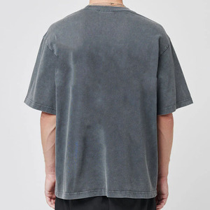 T-shirt à manches courtes pour homme, gris foncé, col rond, 100% coton, tricoté, décontracté, couleur unie, design simple, coupe classique - Product Image 5