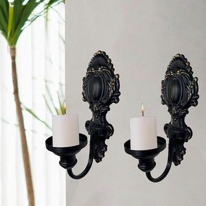 Metal <b>Candle</b> <b>Sconce</b> Decorative <b>Candle</b> Holder Set of Two Wall Mounted <b>Candle</b> Stick Stand for Bedroom Wedding Party Home Decor - Product Image 2