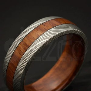 Hot Selling Handmade Wood Damascus Steel <b>Ring</b> for <b>Men</b> Women Wedding Band Fashion Party <b>Ring</b> Custom Latest Design OEM Supplier - Product Image 5