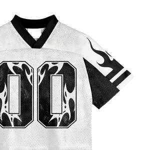 Camiseta deportiva Glory Custom con estampado gráfico extragrande, nueva camiseta de fútbol de malla a la moda, negra y blanca, estilo crop, para un uso cómodo unisex. - Product Image 4