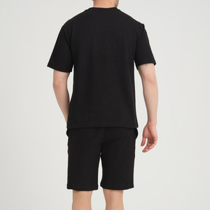 Camiseta Negra de Cuello Redondo para Hombre, Manga Corta, Color Sólido, 100% Algodón, Transpirable, Estilo Minimalista, Corte Regular, para Verano - Product Image 4