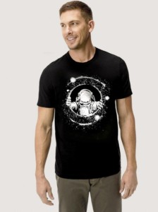 T-shirt à manches courtes noir pour homme avec imprimé lettres rouges « Relax », col rond, coupe décontractée, 100 % coton jersey - Product Image 4