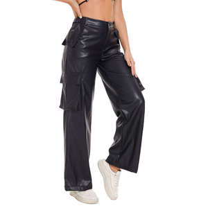 Jean slim taille mi-haute en cuir véritable noir pour femme, effet push-up, idéal pour l'hiver - Product Image 3