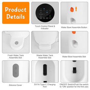 Distributore d'Acqua Automatico Intelligente per Cani e Gatti 3L/101OZ Ricaricabile Senza Fili con 3 Livelli di Auto-Ricarica per Piccoli Animali - Product Image 5