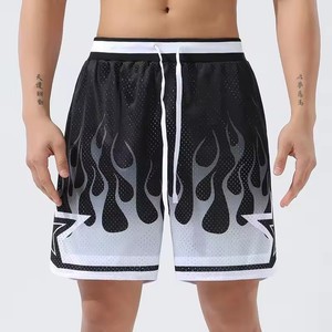 Men's Blue Print Mesh Basketball Shorts Drawstring Closure Breathable Regular Fit Summer Sportwear Adult - Product Image 4