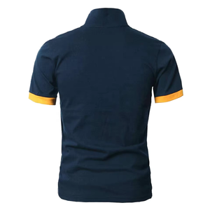 Men's Casual Short Sleeve Private Lapel Casual Short Sleeve Men Polo T-shirt Custom Yellow Panel Black Dyed t Shirts Breathable - Product Image 3