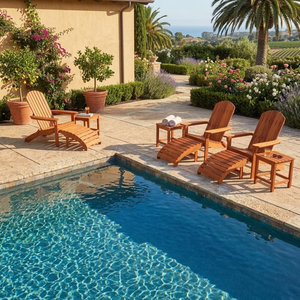 Chaise Adirondack en teck massif de luxe moderne avec repose-pieds, meubles de jardin d'extérieur pour hôtel, villa, complexe hôtelier - Product Image 1