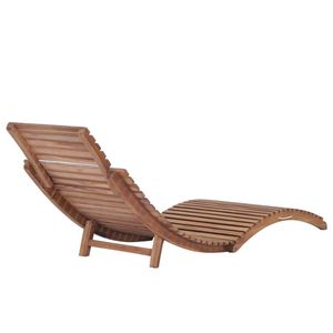 Tumbona Moderna de Teca para Exteriores, Muebles de Patio sin Brazos, Respaldo Sólido, Reclinable Manual Plegable, Diseño Duradero, Estilo Contemporáneo - Product Image 2