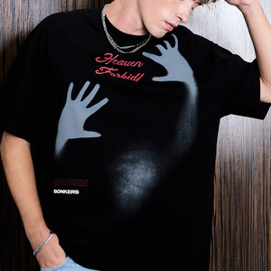 เสื้อยืดโอเวอร์ไซส์ทรงบ็อกซี่สำหรับผู้ชาย Heaven Forbid พิมพ์ลายของคุณเอง เสื้อยืดผ้าฝ้ายออร์แกนิคทรงหลวม พิมพ์ลายกราฟิกคลาสสิกสำหรับผู้ชาย - Product Image 5