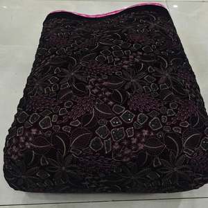 Velvet Embroidery Fabric Embroidered Silk Fabric Beaded Lace Fabric Luxury Fabric <b>for</b> Boutique Brands Apparel Sourcing Wholesale - Product Image 2