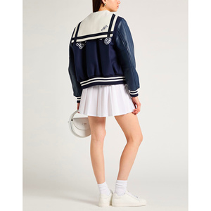 Chaquetas Varsity Personalizadas con Diseño Recortado para Mujer, con Capucha de Botón Único, Bordado Acolchado de Moda - Product Image 4