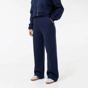 Conjunto Deportivo de Pantalones y Sudadera con Capucha Extra Grande para Mujer, Color Azul Oscuro, 100% Algodón Ecológico, Lavado Ácido, Largo Completo - Product Image 6