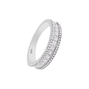 Bague en or blanc 18 carats avec diamant, sertissage clos classique IGI, faite à la main, alliances et bagues de soirée pour elle - Vente en gros garantie - Product Image 6