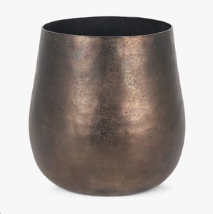 Distressed <b>Bronze</b> Metal Flower <b>Vase</b> - Vintage Bulbous Tabletop Floral Container for Luxury Home Decor and Living Room Styling - Product Image 3