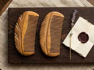 Carved Wooden Comb Leaf Shape Comb Design Handmade <b>Beard</b> Styling Comb Natural Hair <b>Care</b> Tool for Daily Use - Product Image 6