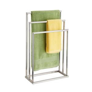 Porte-serviettes de salle de bain en acier inoxydable finition chromée, support de séchage pour serviettes, idéal pour la salle de bain, l'extérieur et le bord de piscine, également support pour couvertures - Product Image 1