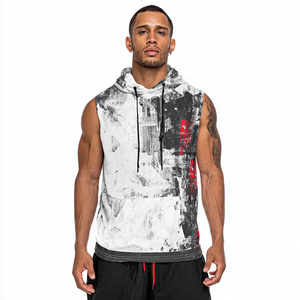 Débardeur à capuche sans manches pour homme, coupe ajustée, sublimation, vêtement de fitness, gilet de musculation, OEM, haute qualité - Product Image 6