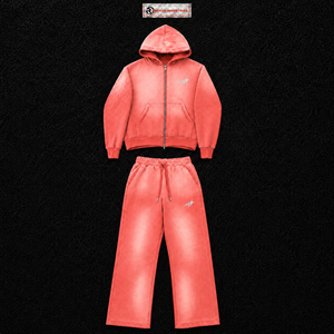 Conjunto Deportivo de Dos Piezas con Sudadera con Cremallera Completa Rosa Coral para Hombre, Logotipo Personalizado, Ropa Deportiva Informal para Correr, Conjunto Deportivo a Juego, Venta al Por Mayor - Product Image 5
