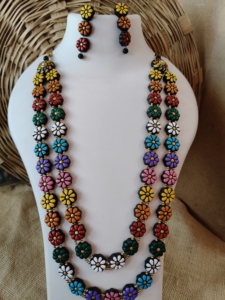 Handmade Indian Terracotta Jewelry <b>Set</b> Ethnic <b>Clay</b> Necklace Earrings for Women Traditional Indian Terracotta Necklace <b>Set</b> - Product Image 6