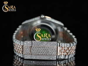 Premium Quality <b>Automatic</b> Quartz Watch Luxury Analog Display Iced Full Moissanite Diamond Stainless Steel Glass for Export Price - Product Image 4
