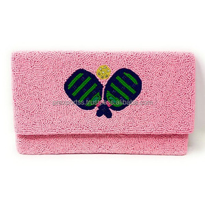 Bolso de Noche Plegable con Diseño de Raqueta de Tenis y Cuentas Hechas a Mano, Tamaño Personalizado, Cartera Deportiva para Mujer, Bolsos Casuales al por Mayor - Product Image 2