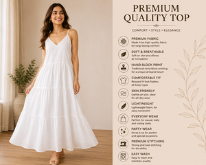 Vestido Midi de Verano para Mujer, Blanco, Cuello en V, Tirantes Finos, Estilo Bohemio, de Algodón Ecológico, Vintage, para la Playa - Product Image 3