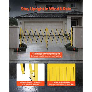 Barrières de circulation pliantes portables de 18 pieds, barrières de sécurité industrielles mobiles à double extension avec roulettes verrouillables - Product Image 2