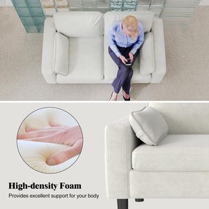 Sofá Loveseat Moderno de 56 Pulgadas con Brazos Acolchados y Bolsillos Laterales para Sala de Estar - Product Image 6