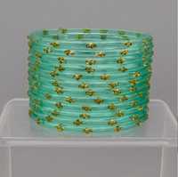 Ensemble de bracelets en verre vert clair avec serti en forme de boule plaqué argent, bijoux de mariage tendance, mignons et unisexes
