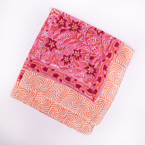 Pink Floral Cotton <b>Square</b> <b>Scarf</b> Multifunctional Casual Bandana Spring Summer Bohemian Style Washable Soft Face Cover - Product Image 3