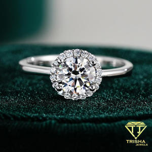 Anillo de compromiso de moissanita de corte redondo, anillo nupcial floral de plata de ley, joyería de boda clásica y elegante, regalo de lujo para mujer - Product Image 4
