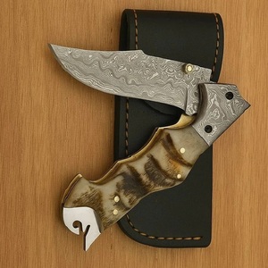 Cuchillo Plegable Profesional Hecho a Mano de Acero de Damasco de Grado Industrial, Cuchillo de Supervivencia de Bolsillo EDC para Campismo, Bushcraft, ODM/OBM - Product Image 2