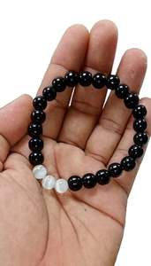 Crystal <b>bracelet</b> <b>Black</b> Obsidian & Selenite Round Beads <b>Bracelet</b> 8mm Stone Gemstone Fashion <b>Men</b> and Women Gift Energy - Product Image 3