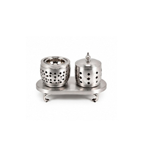 Ensemble brûleur d'encens en acier inoxydable avec couvercle et plateau pour l'aromathérapie - Product Image 2