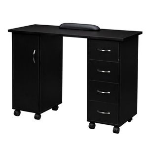 Tavolo Moderno Nero per Manicure con Cassetto, Set di Mobili per Salone in Legno a Doppio Bordo - Product Image 5