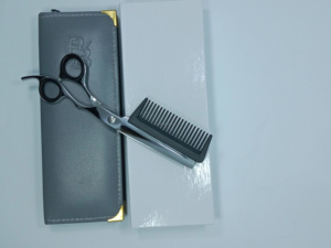 Ciseaux de coiffure professionnels de haute qualité pour éclaircir les cheveux, lame en acier inoxydable, peigne intégré, étui en cuir PU, pour droitiers - Product Image 3