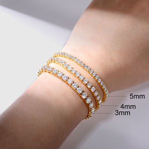 Luxury 18K Gold Plated Tennis <b>Bracelet</b> Round Diamond Channel Setting Women's Everyday Wear 3mm 4mm 5mm - Product Image 1