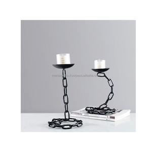 Support de bougie vintage moderne de luxe fait main en métal écologique, support de bougie chauffe-plat en fer pour centre de table de salle à manger, décoration festive pour la maison - Product Image 2