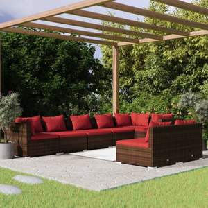 Set da giardino marrone con cuscini rosso cannella - Product Image 1