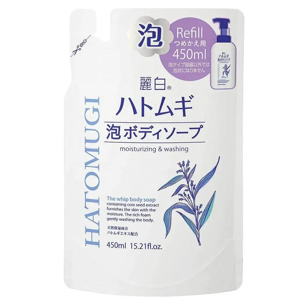 जापान में निर्मित पर्ल जौ फोमिंग बॉडी सोप रिफिल 450 एमएल हैटोमुगी बॉडी शैम्पू शीया बटर सबसे ज्यादा बिकने वाले उत्पाद 2023 थोक