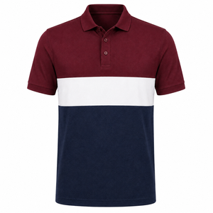 Camiseta de Manga Corta para Hombre con Logotipo Personalizado, Color Sólido, Cuello con Ribete en Contraste, Cierre de Botones, Tejido de Punto, 100% Algodón, Transpirable y de Secado Rápido - Product Image 1