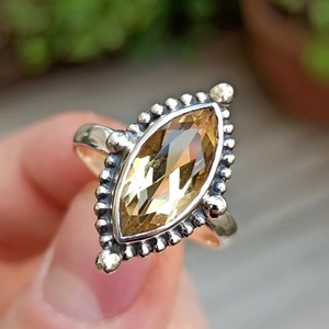 แหวนเงินแท้ 925 ประดับพลอยซิทรินสีเหลืองทรงมาร์คีส์ สไตล์โบฮีเมียน สำหรับผู้หญิง เหมาะเป็นแหวนสัญญาหรือแหวนประจำเดือนเกิดเดือนพฤศจิกายน - Product Image 1