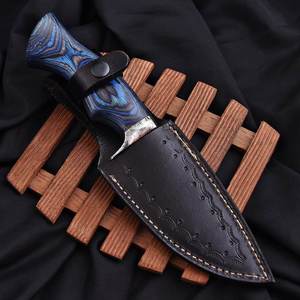 Cuchillo Skinner BA ENTERPRISES BA-173 de Hoja Fija de Acero de Damasco Hecho a Mano con Punta Caída y Borde Recto, Mango de Madera Paka y Funda de Cuero de Vaca - Product Image 6