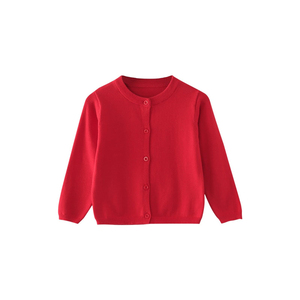 Cardigan en tricot de coton à manches longues et col rond boutonné pour garçons et filles, uniforme scolaire unisexe, veste pull - Product Image 2