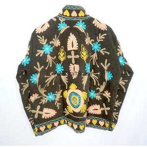 Veste Cotrise brodée à la main, col mandarin, design vintage, écologique, séchage rapide, respirante, doublure en coton, printemps automne - Product Image 6