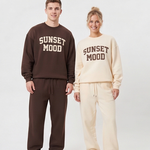 Ensemble de survêtement unisexe, haut à manches courtes en coton doux 100% et pantalon assorti, survêtement décontracté pour la salle de sport, l'entraînement et le streetwear, pour hommes et femmes - Product Image 5