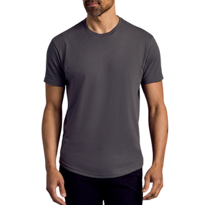 เสื้อยืดคอกลมแขนสั้นผู้ชายผ้าฝ้าย 100% สีทูโทน สกรีนโลโก้ด้านหน้าตามแบบ OEM ระบายอากาศได้ดี แห้งเร็ว เหมาะสำหรับออกกำลังกาย - Product Image 3