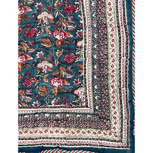 Couette double réversible en coton 100% imprimée à la main, style vintage, écologique, avec motif floral pour la maison - Product Image 2